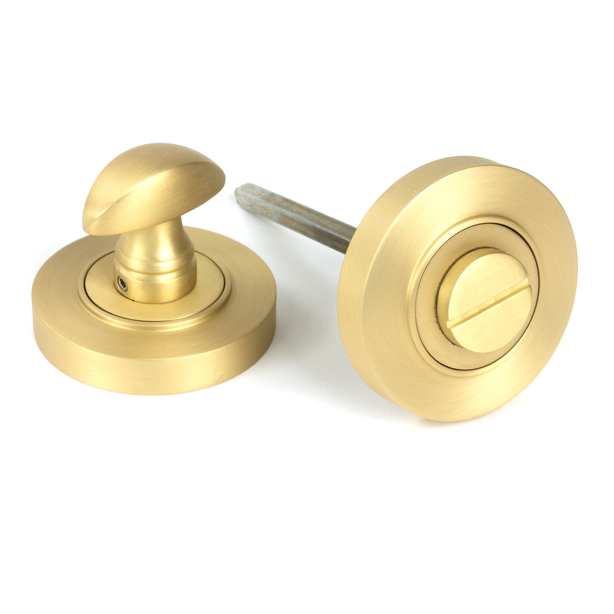 Satin Brass Round Thumbturn Set (Plain) | From The Anvil - Thumbturns - From The Anvil - Yester Home
