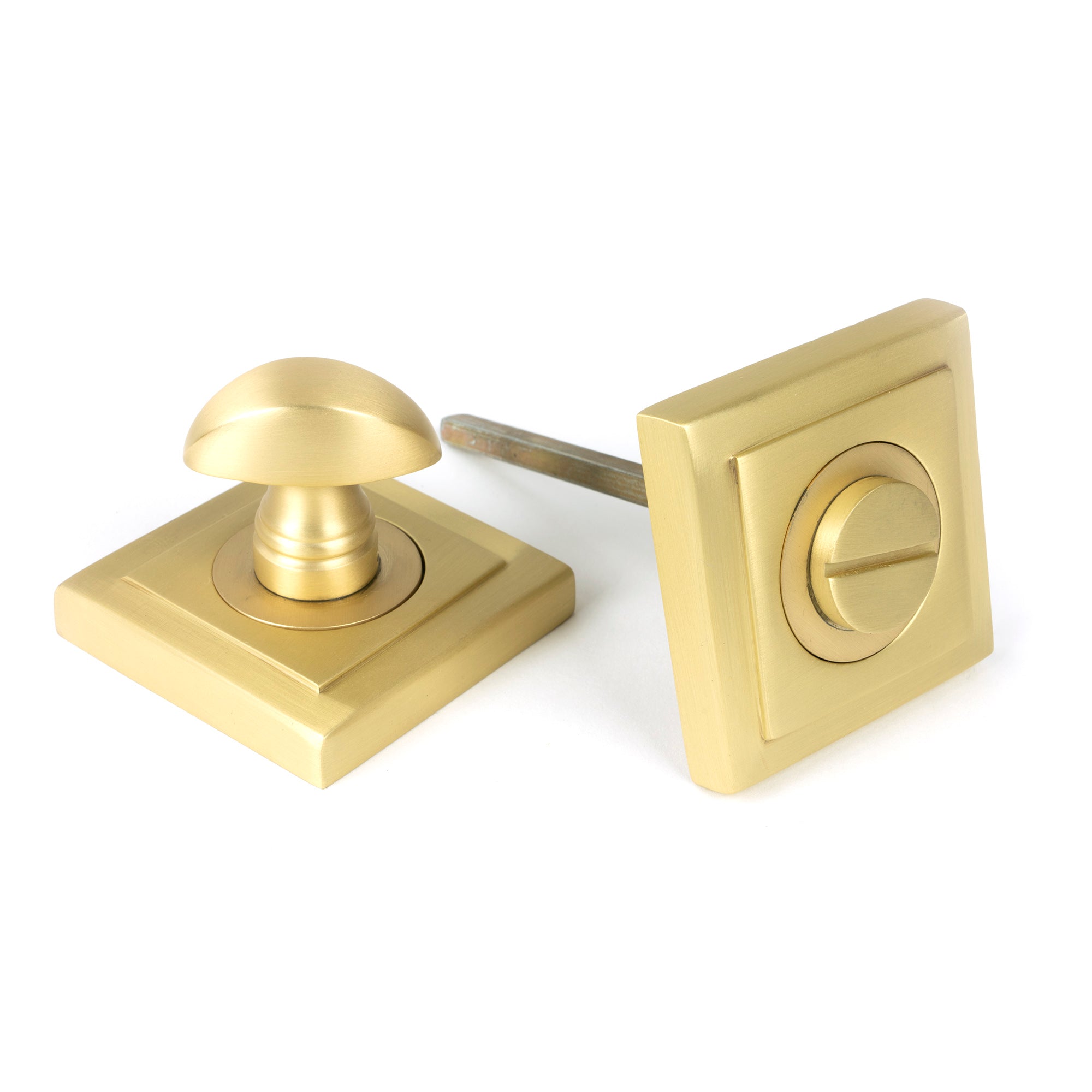 Satin Brass Round Thumbturn Set (Square) | From The Anvil-Thumbturns-Yester Home