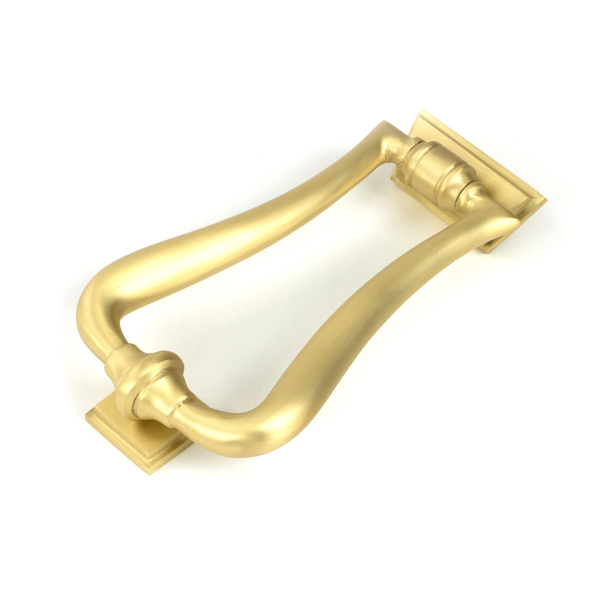 Satin Brass Slimline Art Deco Door Knocker | From The Anvil-Bolt-Through Door Knockers-Yester Home