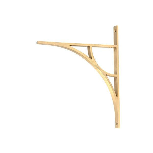 Satin Brass Tyne Shelf Bracket (314mm x 250mm) | From The Anvil-Shelf Brackets-Yester Home