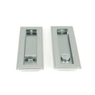 Satin Chrome 175mm Art Deco Rectangular Pull - Privacy Set | From The Anvil-Cabinet Pulls-Yester Home