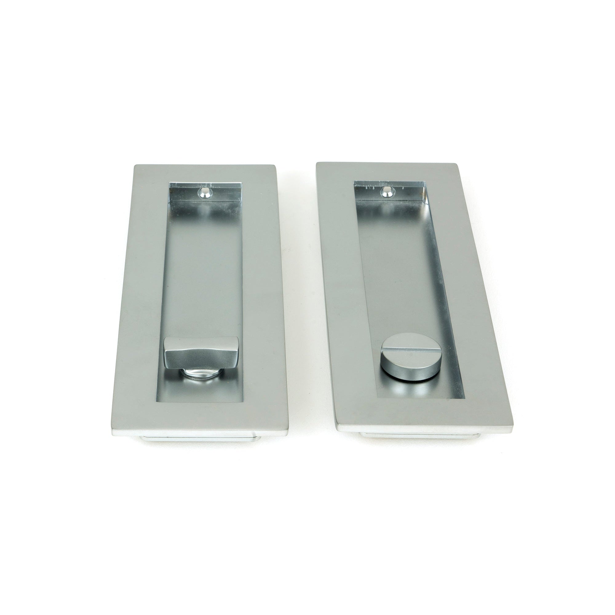 Satin Chrome 175mm Plain Rectangular Pull - Privacy Set | From The Anvil-Cabinet Pulls-Yester Home