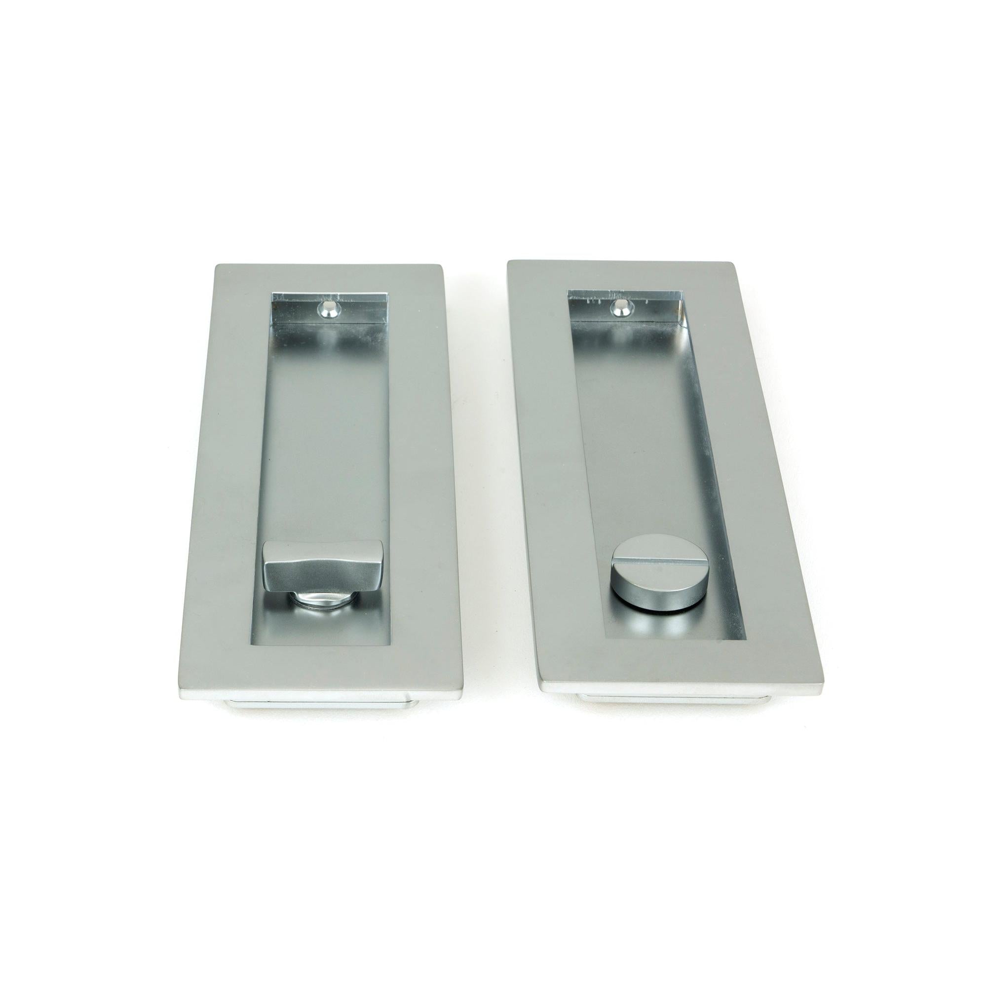 Satin Chrome 175mm Plain Rectangular Pull - Privacy Set | From The Anvil - Cabinet Pulls - From The Anvil - Yester Home