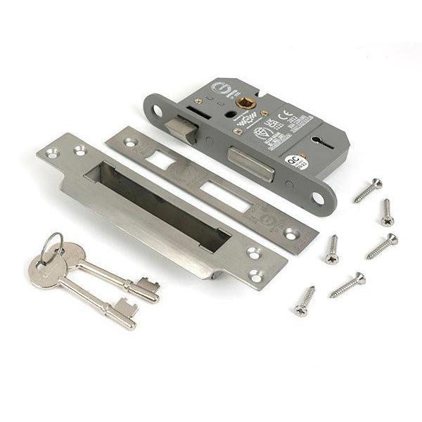 Satin Chrome 2½" 5 Lever BS Sash Lock - Sash Locks - From The Anvil - Yester Home