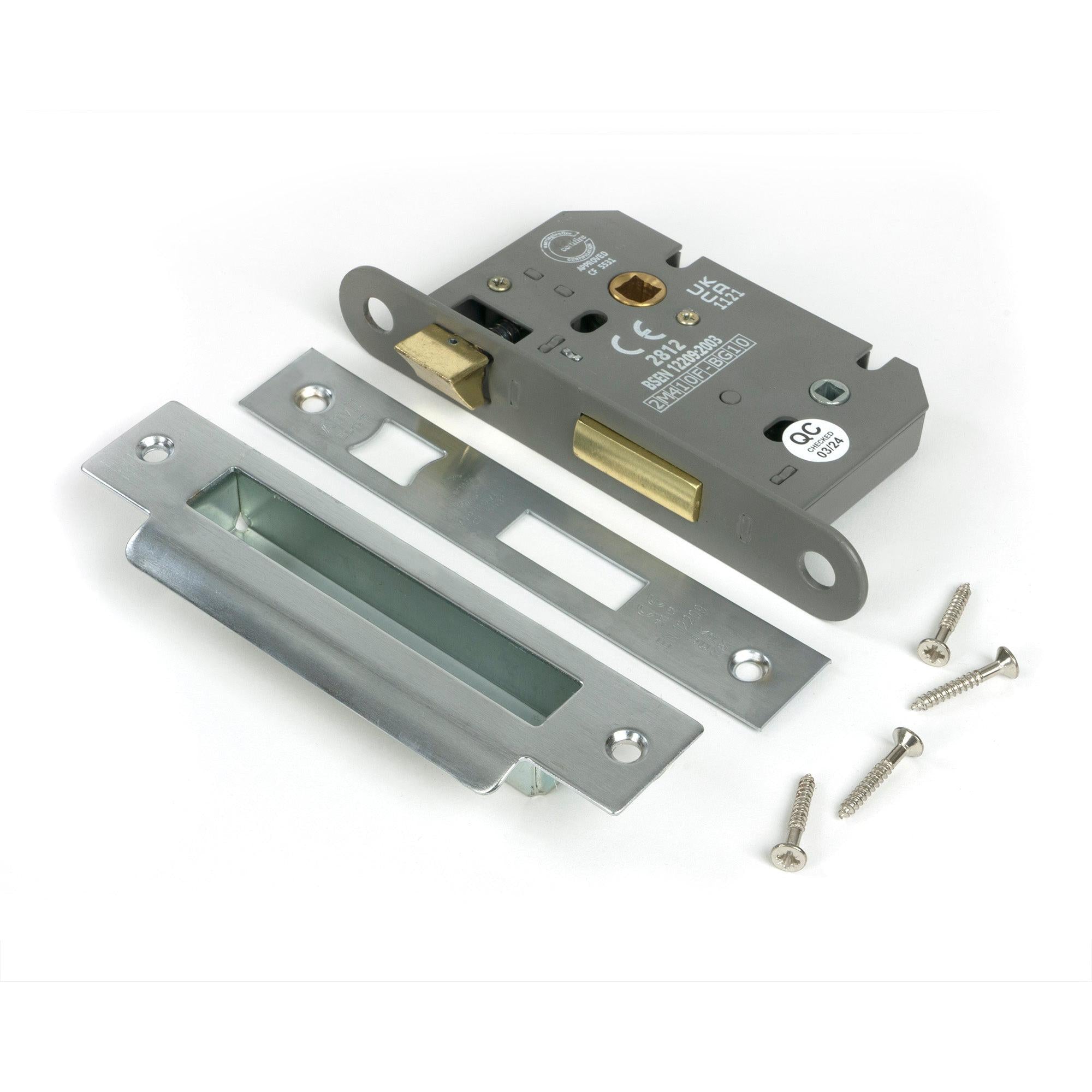 Satin Chrome 2½" Heavy Duty Bathroom Mortice Lock - Bathroom Locks - From The Anvil - Yester Home