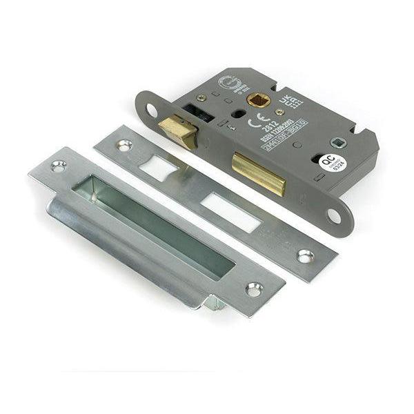 Satin Chrome 2½" Heavy Duty Bathroom Mortice Lock - Bathroom Locks - From The Anvil - Yester Home
