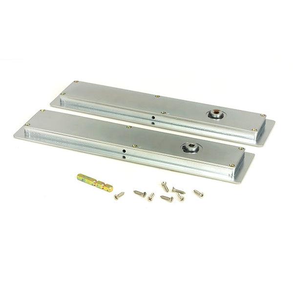 Satin Chrome 250mm Art Deco Rectangular Pull - Privacy Set | From The Anvil-Cabinet Pulls-Yester Home