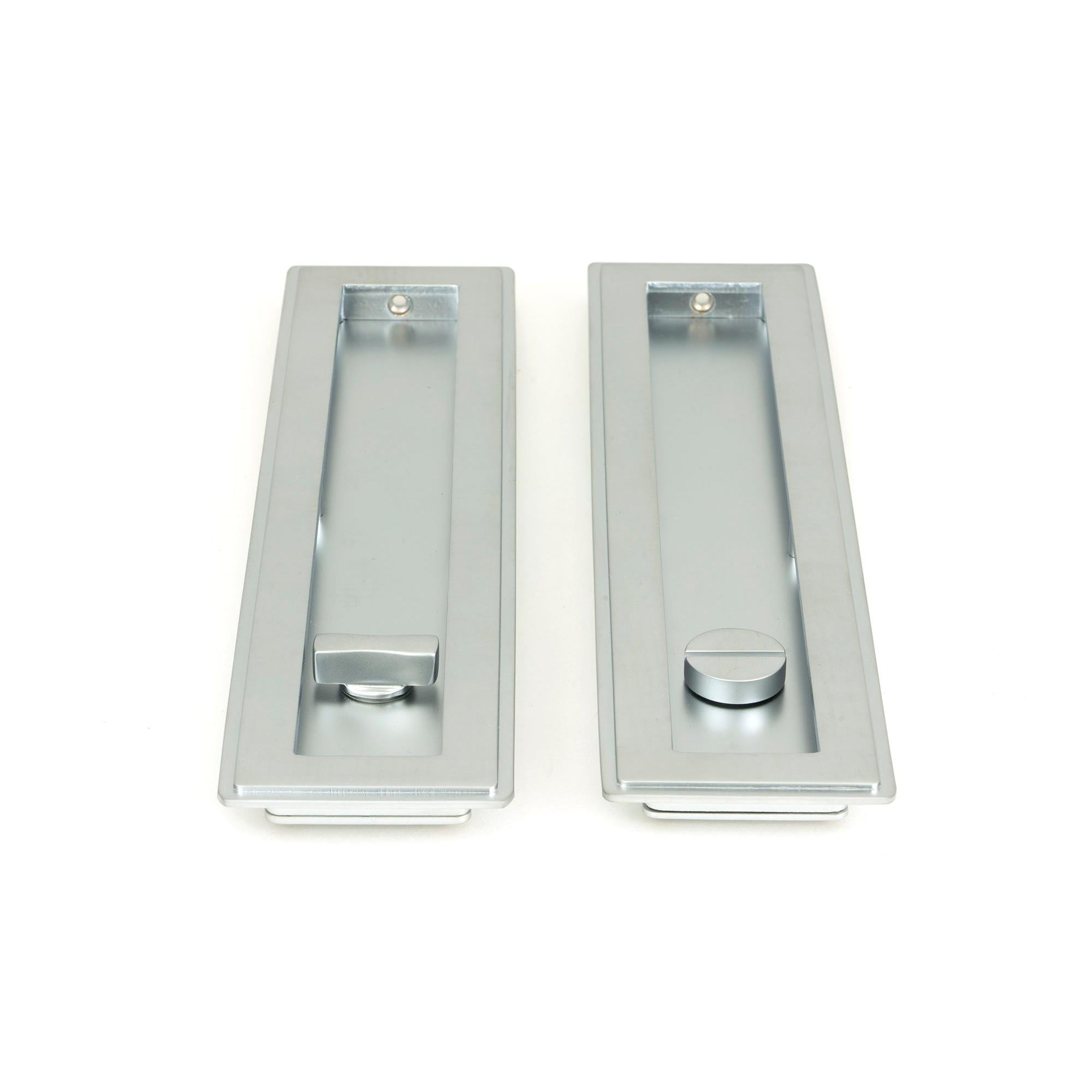 Satin Chrome 250mm Art Deco Rectangular Pull - Privacy Set | From The Anvil - Cabinet Pulls - From The Anvil - Yester Home