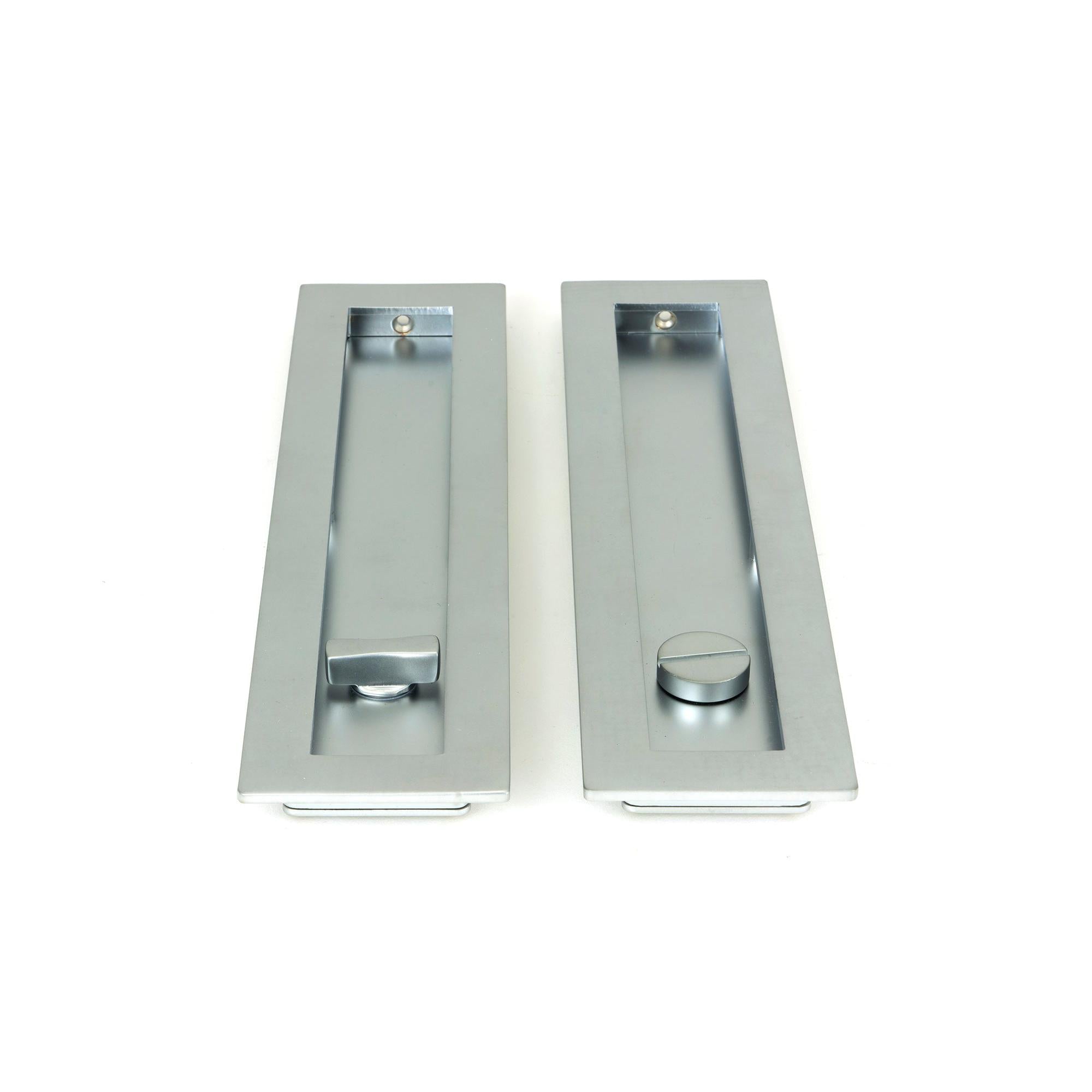 Satin Chrome 250mm Plain Rectangular Pull - Privacy Set | From The Anvil - Cabinet Pulls - From The Anvil - Yester Home