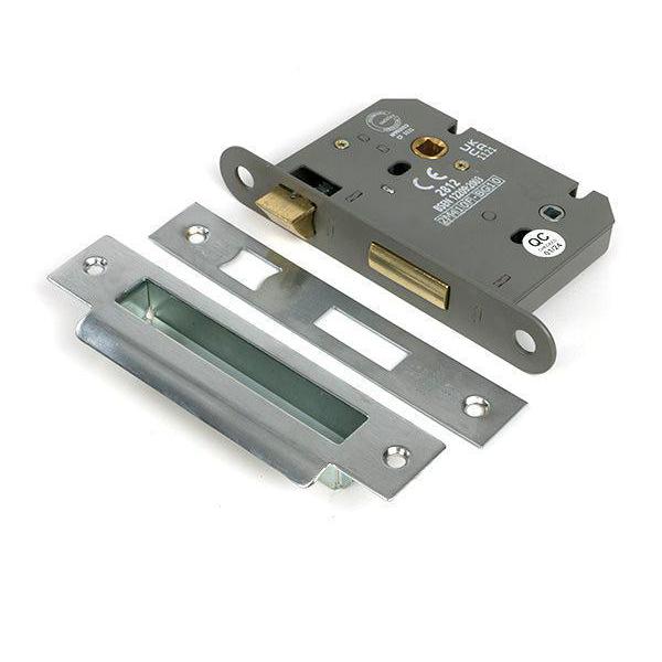 Satin Chrome 3" Heavy Duty Bathroom Mortice Lock - Bathroom Locks - From The Anvil - Yester Home