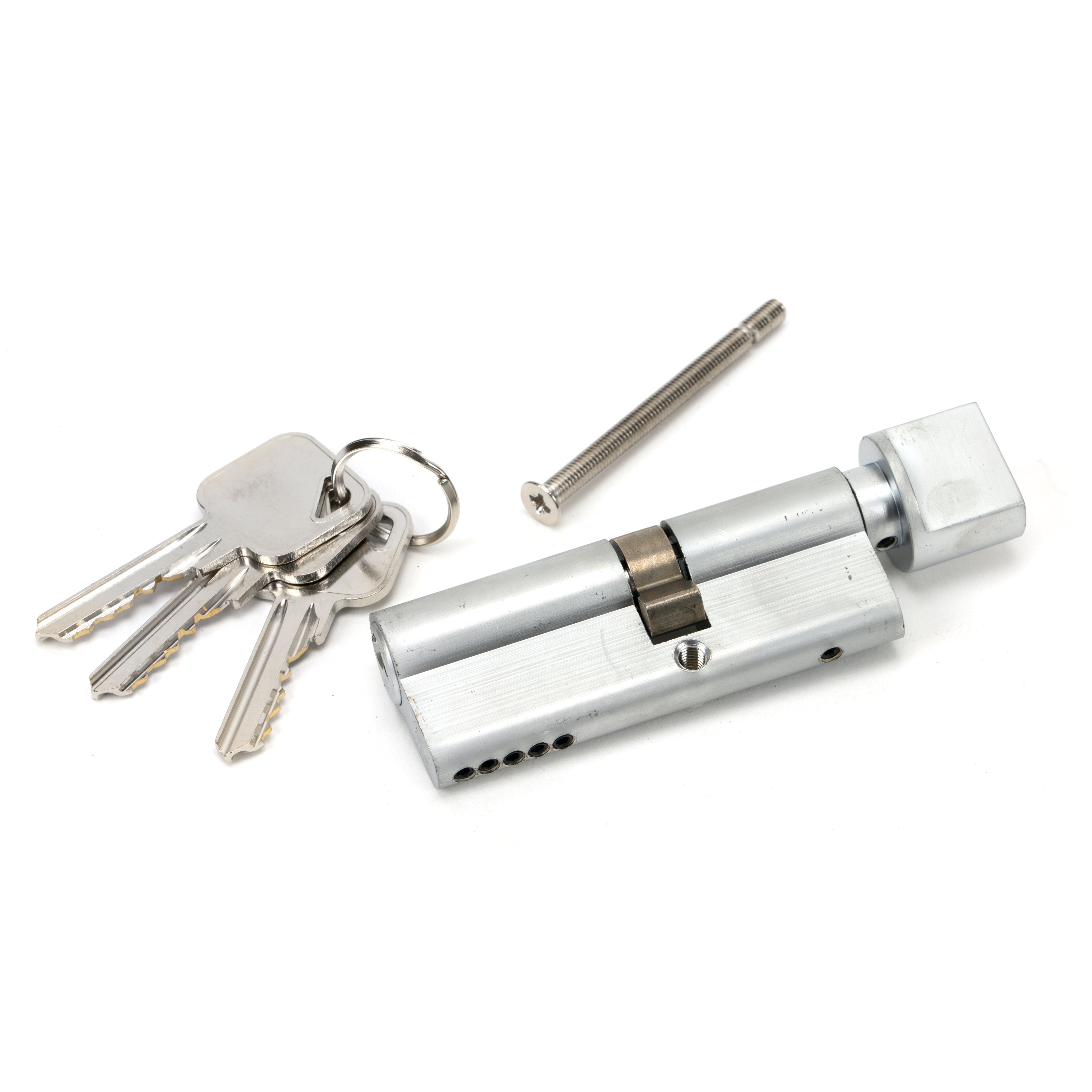 Satin Chrome 35T/45 5pin Euro Cylinder/Thumbturn | From The Anvil-Euro Cylinders-Yester Home