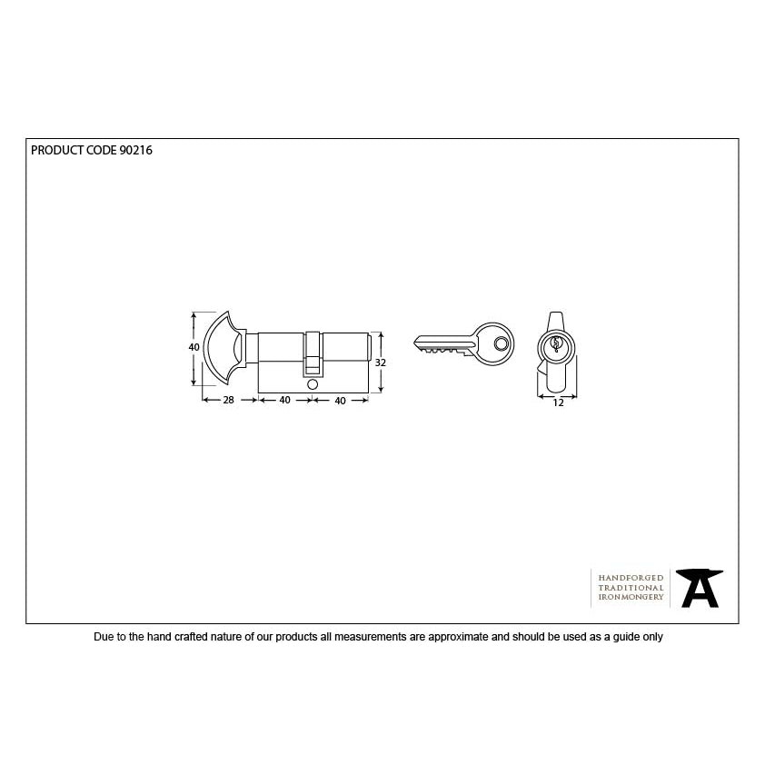 Satin Chrome 40/40 Cylinder/Thumbturn | From The Anvil-Euro Cylinders-Yester Home