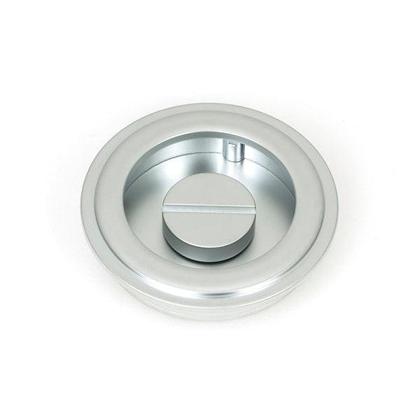 Satin Chrome 60mm Art Deco Round Pull - Privacy Set | From The Anvil