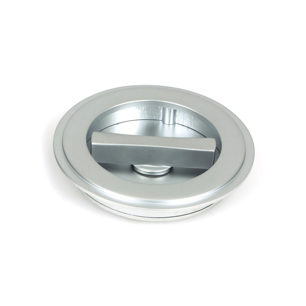 Satin Chrome 75mm Art Deco Round Pull - Privacy Set | From The Anvil