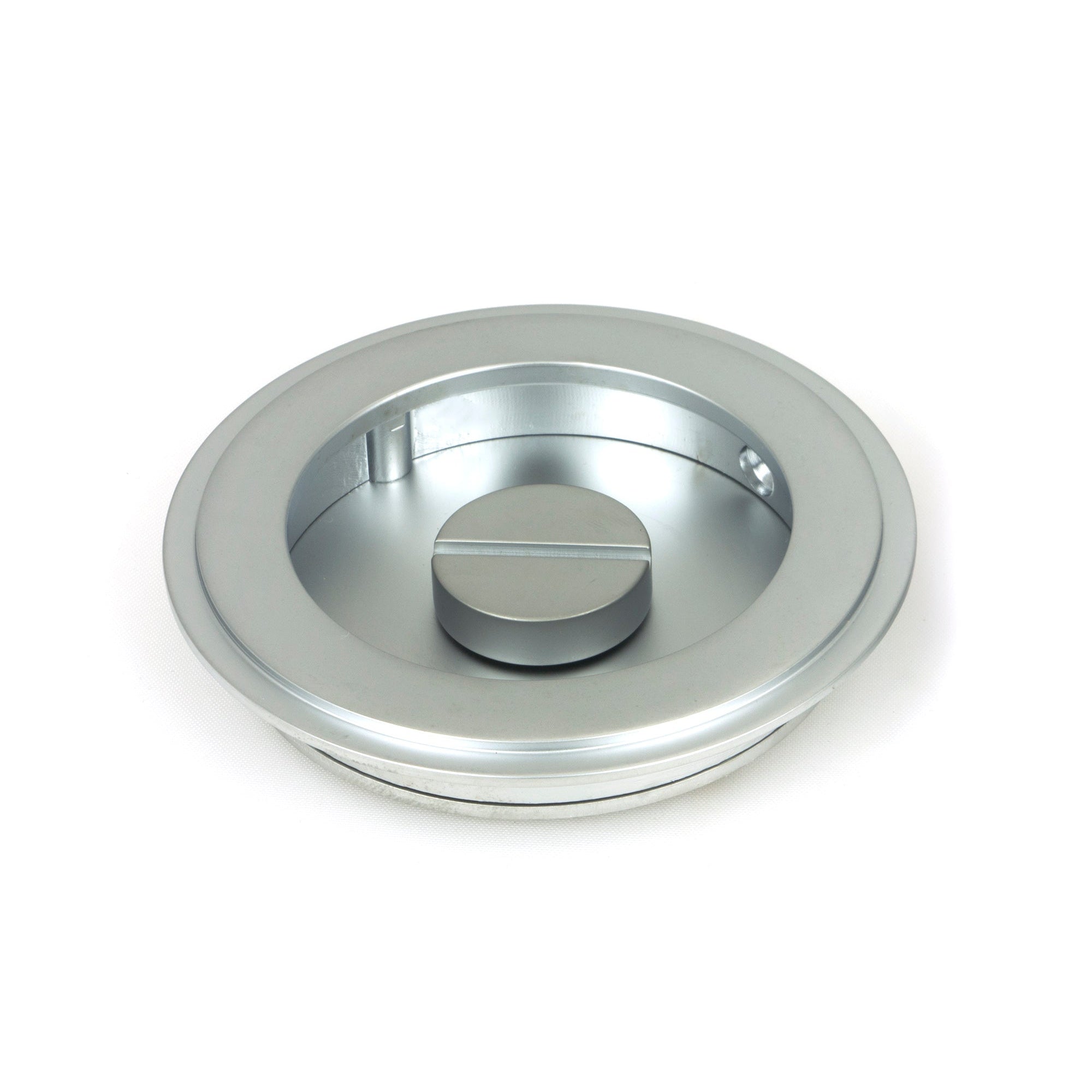 Satin Chrome 75mm Art Deco Round Pull - Privacy Set | From The Anvil-Cabinet Pulls-Yester Home