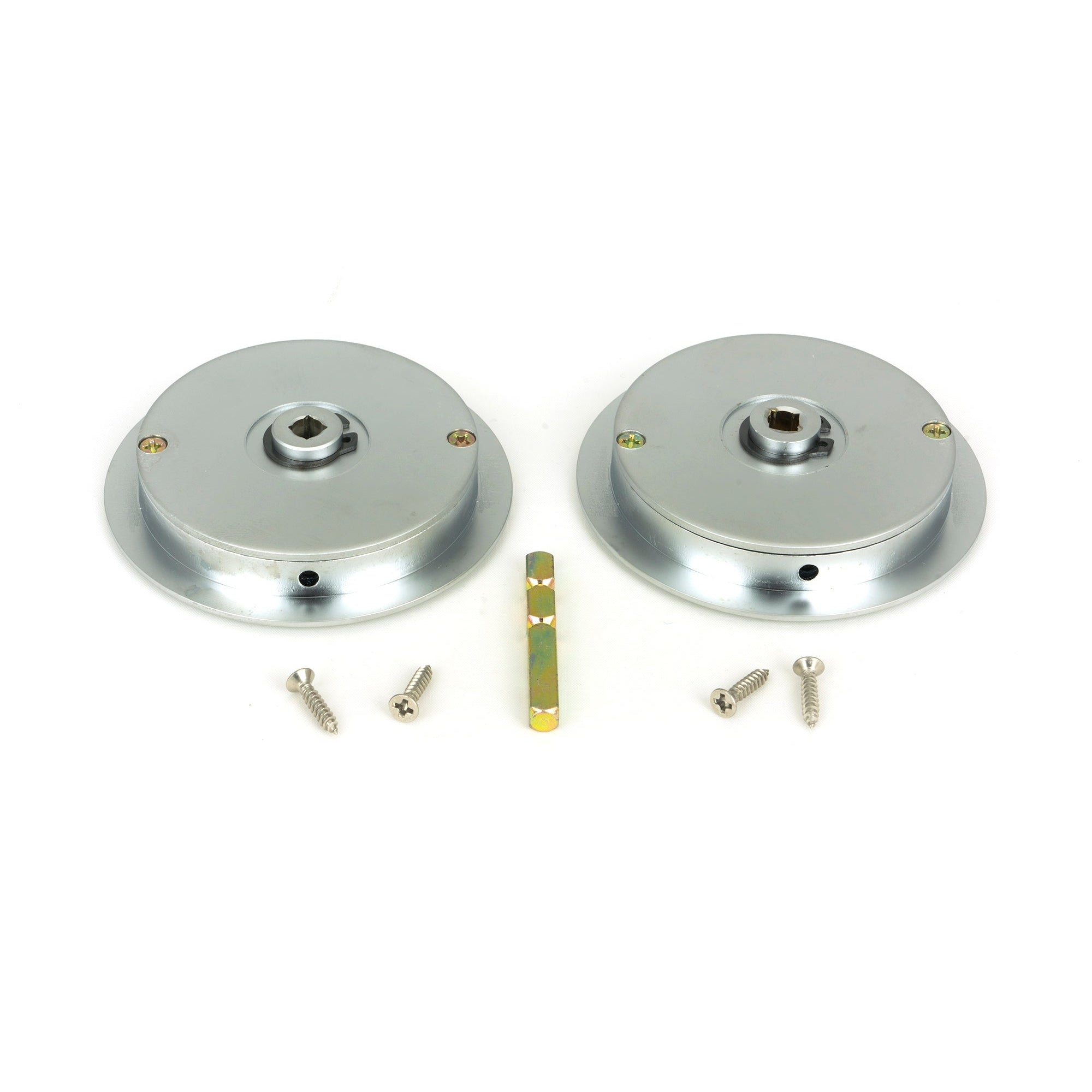 Satin Chrome 75mm Art Deco Round Pull - Privacy Set | From The Anvil-Cabinet Pulls-Yester Home