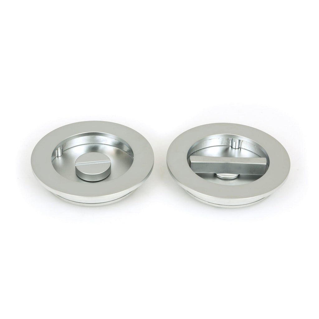 Satin Chrome 75mm Plain Round Pull - Privacy Set | From The Anvil