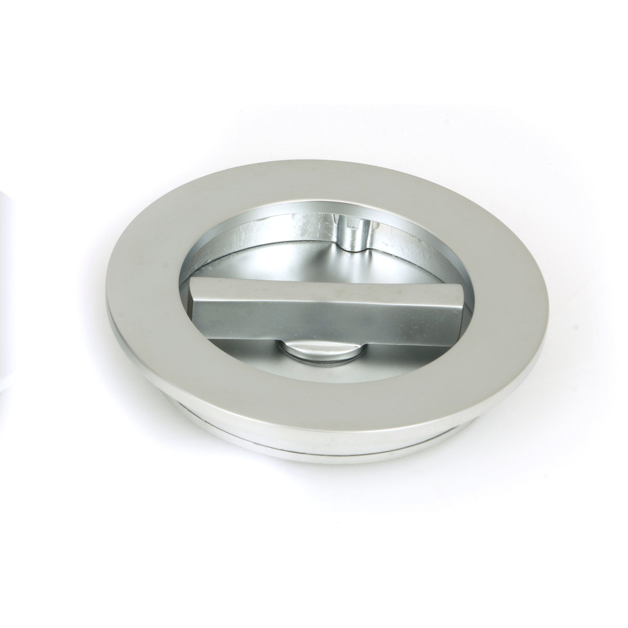 Satin Chrome 75mm Plain Round Pull - Privacy Set | From The Anvil-Cabinet Pulls-Yester Home