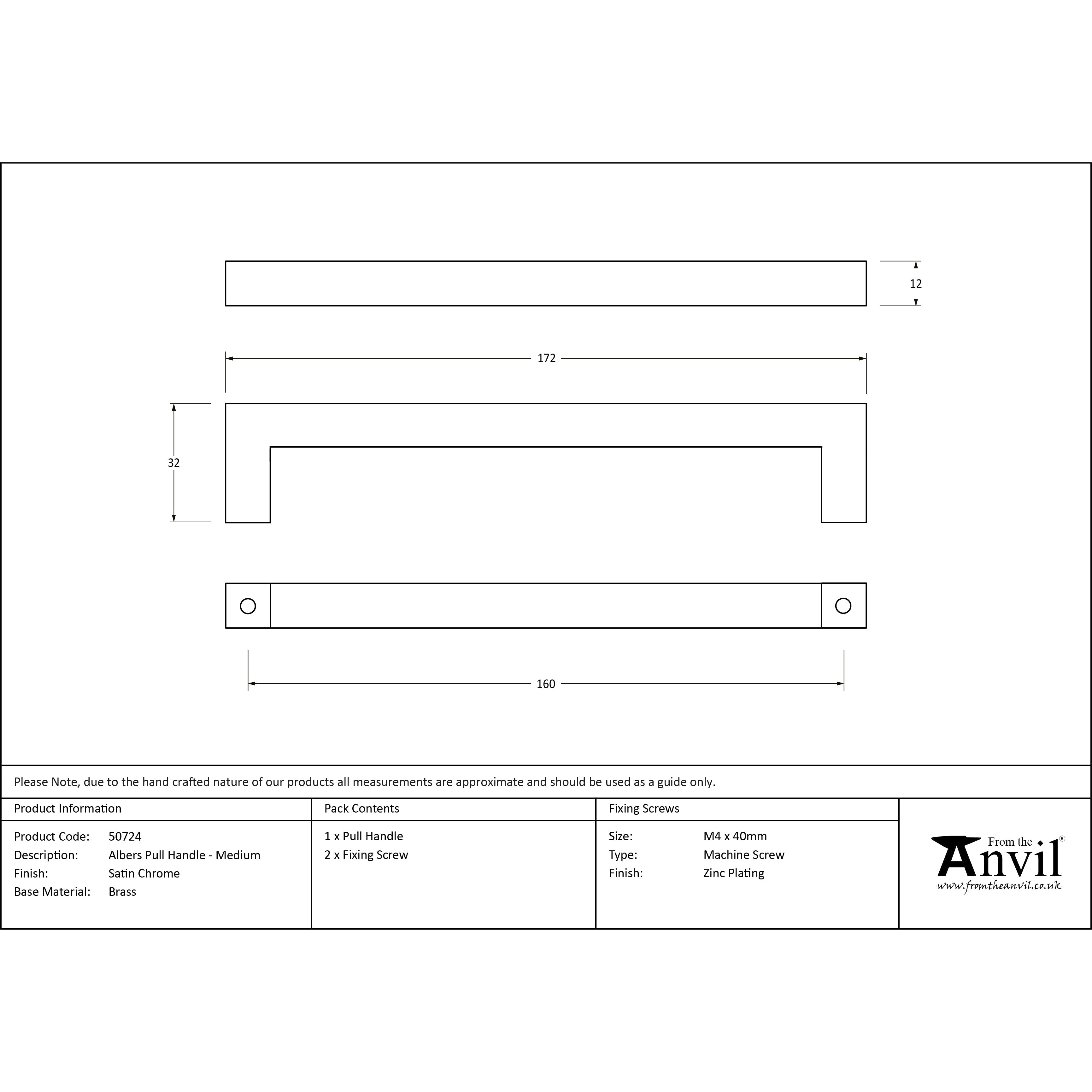 Satin Chrome Albers Pull Handle - Medium | From The Anvil-Pull Handles-Yester Home