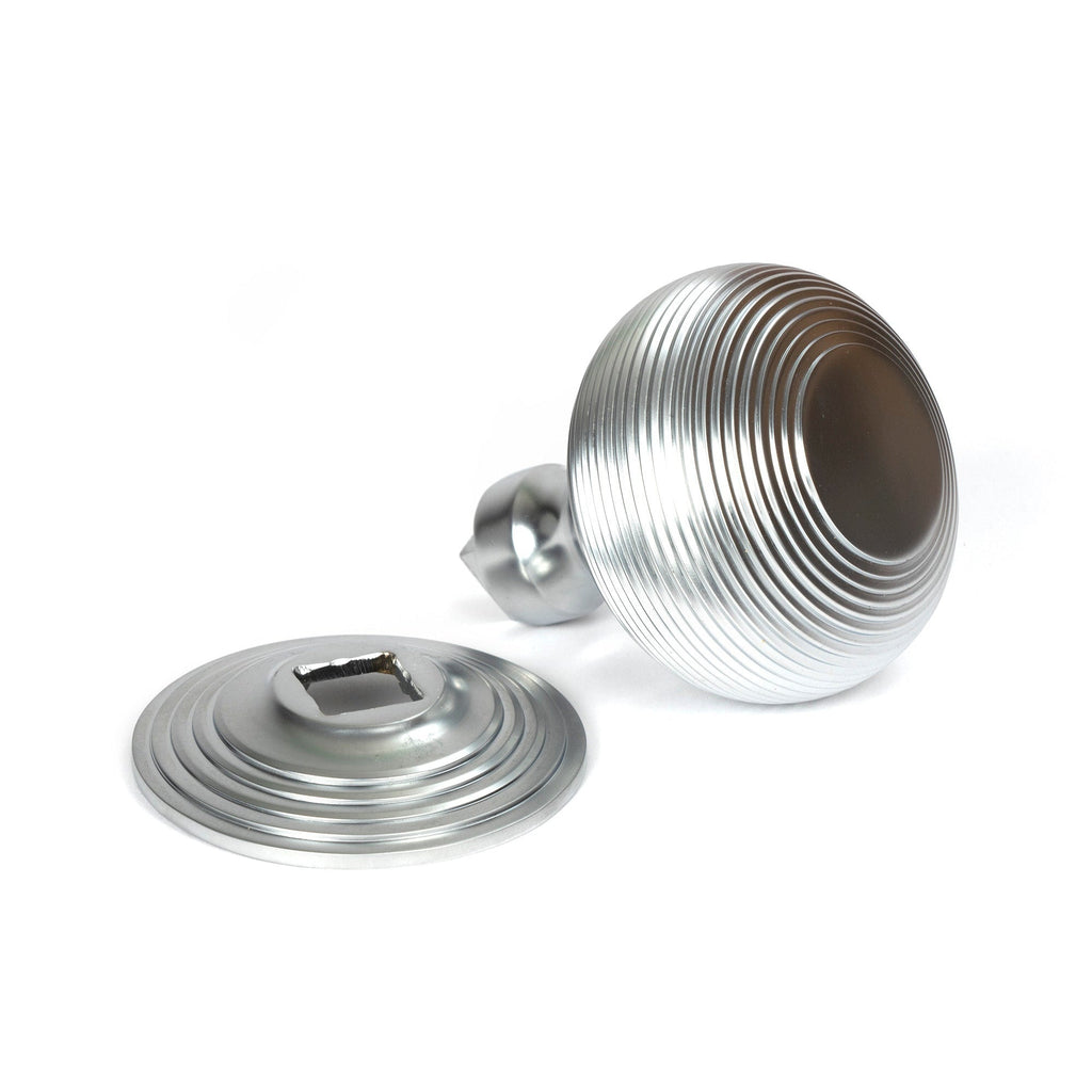 Satin Chrome Beehive Centre Door Knob | From The Anvil-Centre Door Knobs-Yester Home