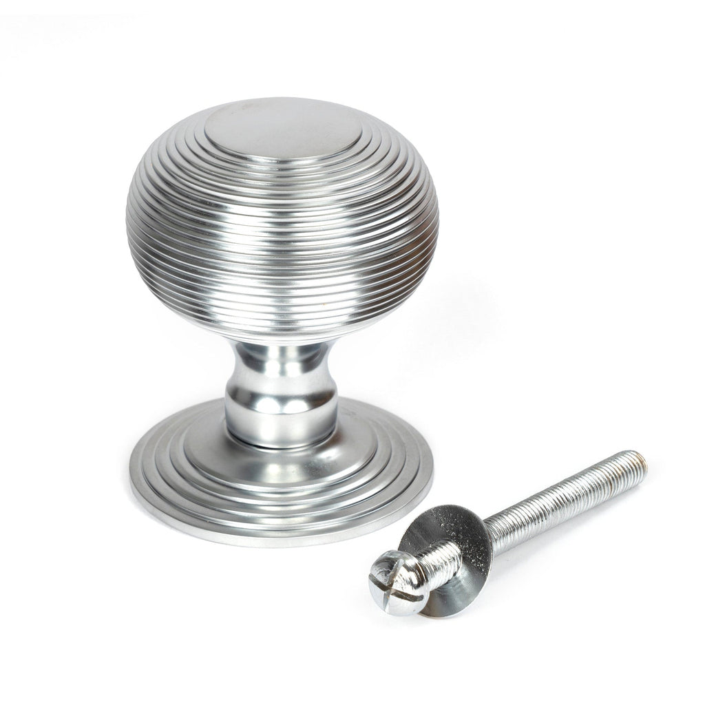 Satin Chrome Beehive Centre Door Knob | From The Anvil-Centre Door Knobs-Yester Home