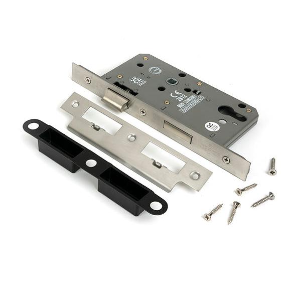 Satin Chrome Euro Din Sash Lock - 60mm Backset/72mm Centre - Euro Locks - From The Anvil - Yester Home