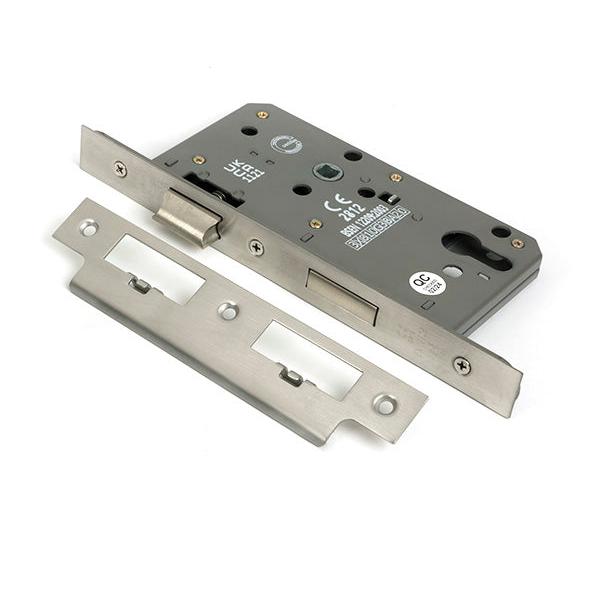 Satin Chrome Euro Din Sash Lock - 60mm Backset/72mm Centre - Euro Locks - From The Anvil - Yester Home