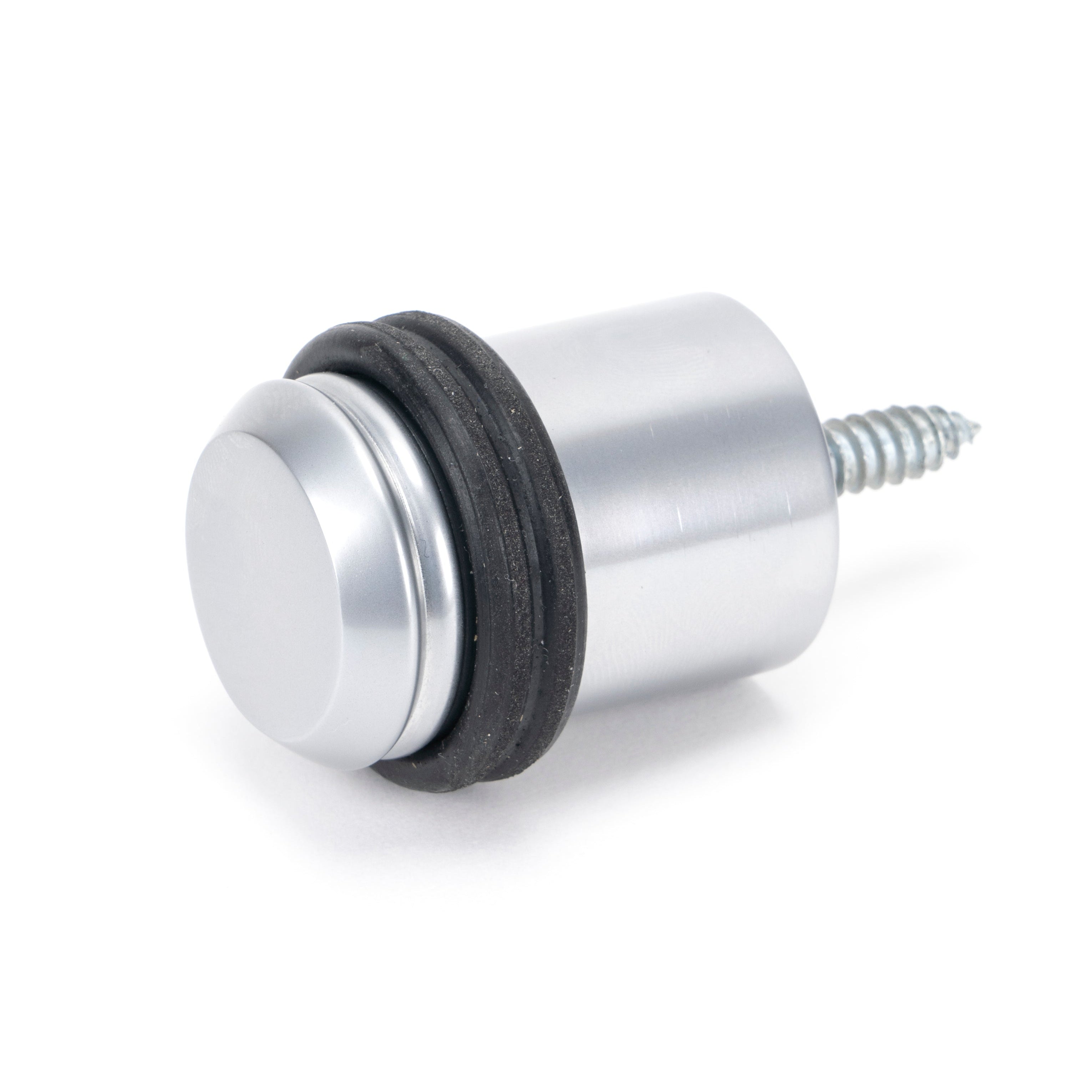 Satin Chrome Floor Mounted Door Stop | From The Anvil-Door Stops-Yester Home