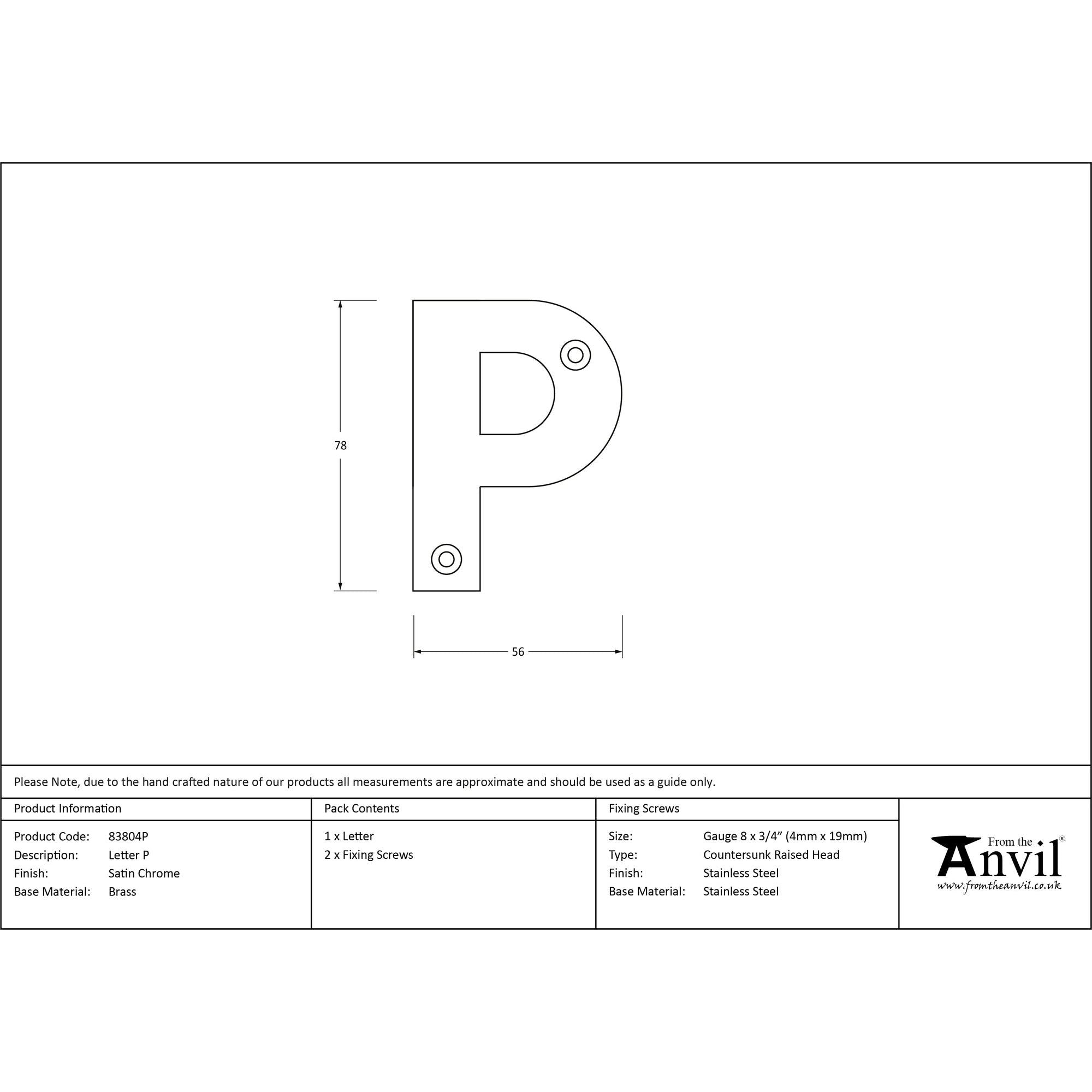 Satin Chrome Letter P | From The Anvil - Letters - From The Anvil - Yester Home