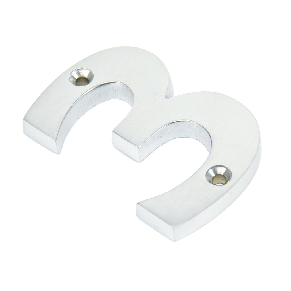 Satin Chrome Numeral 3 | From The Anvil-Numerals-Yester Home