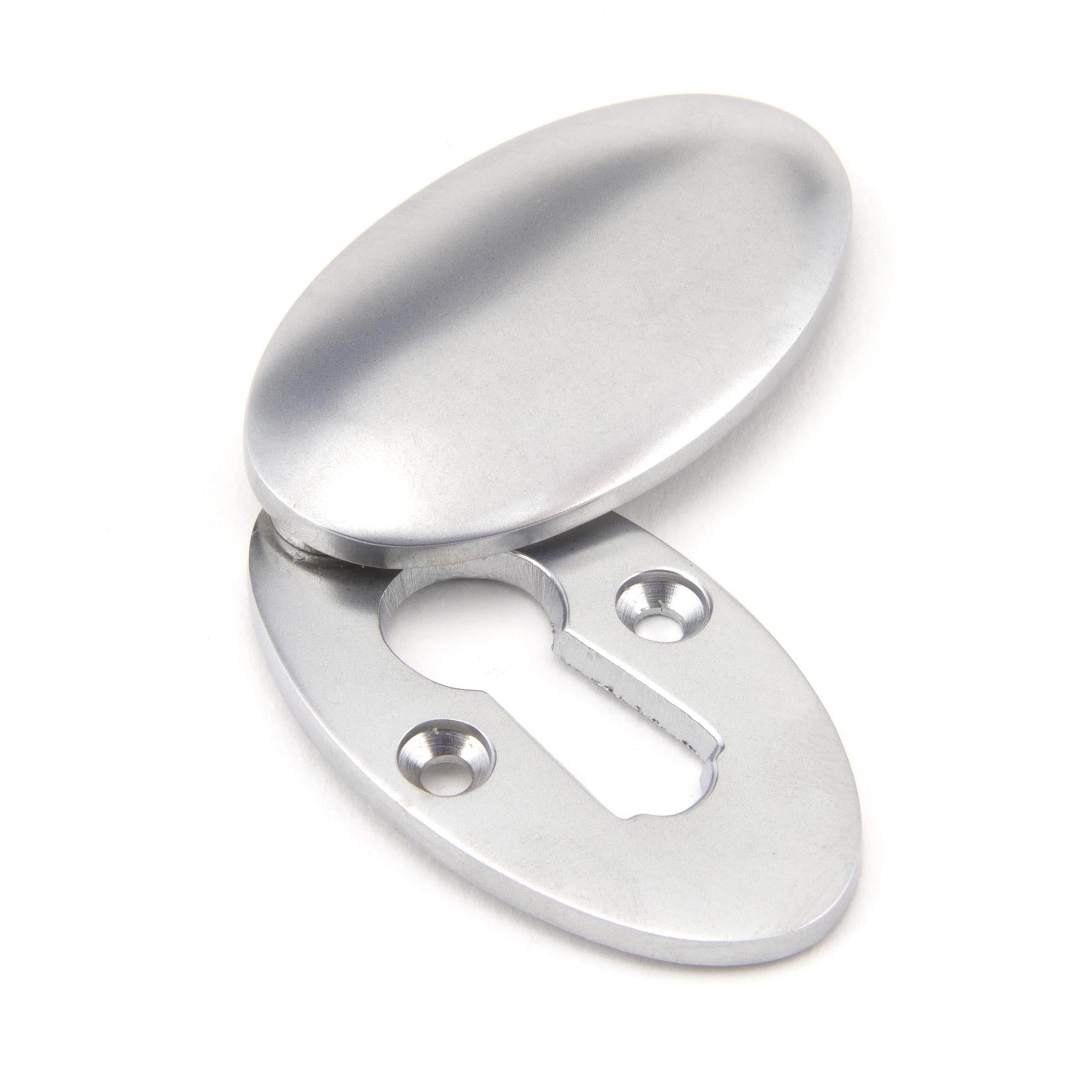 Satin Chrome Oval Escutcheon & Cover | From The Anvil - Escutcheons - From The Anvil - Yester Home
