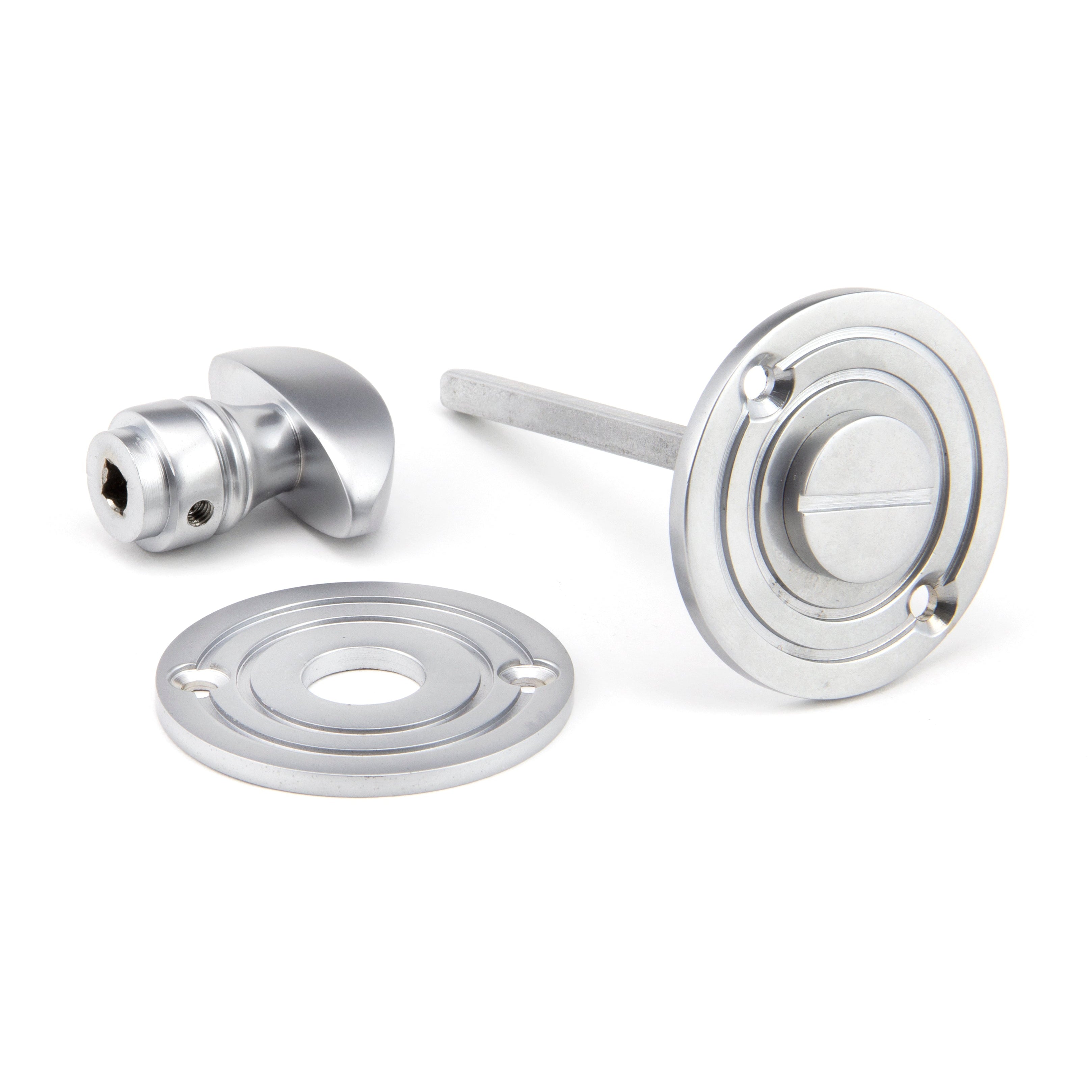 Satin Chrome Round Bathroom Thumbturn | From The Anvil-Thumbturns-Yester Home