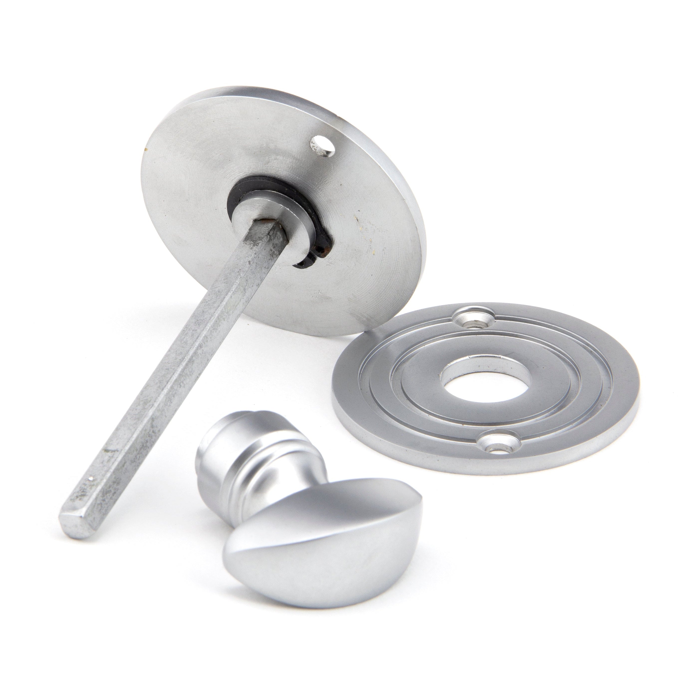 Satin Chrome Round Bathroom Thumbturn | From The Anvil-Thumbturns-Yester Home