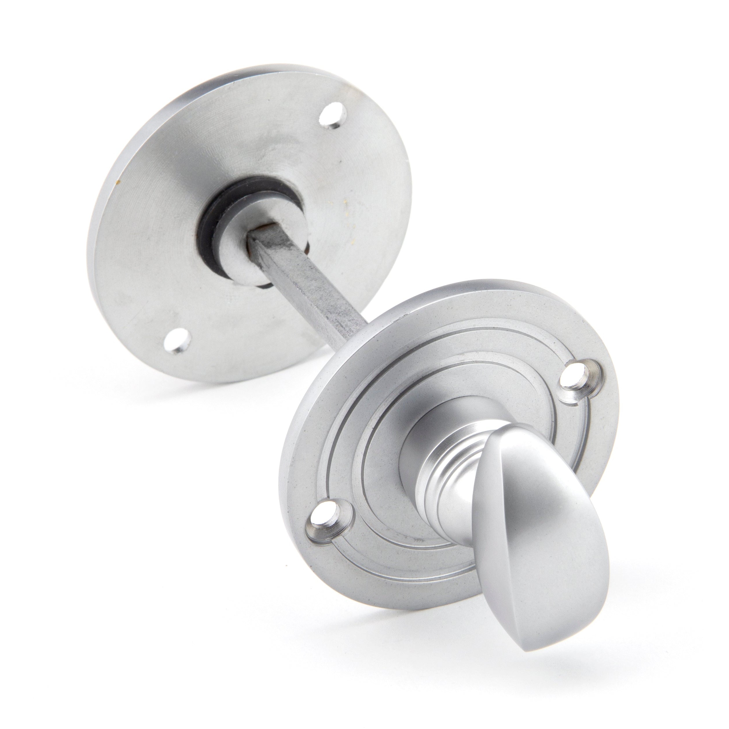 Satin Chrome Round Bathroom Thumbturn | From The Anvil-Thumbturns-Yester Home