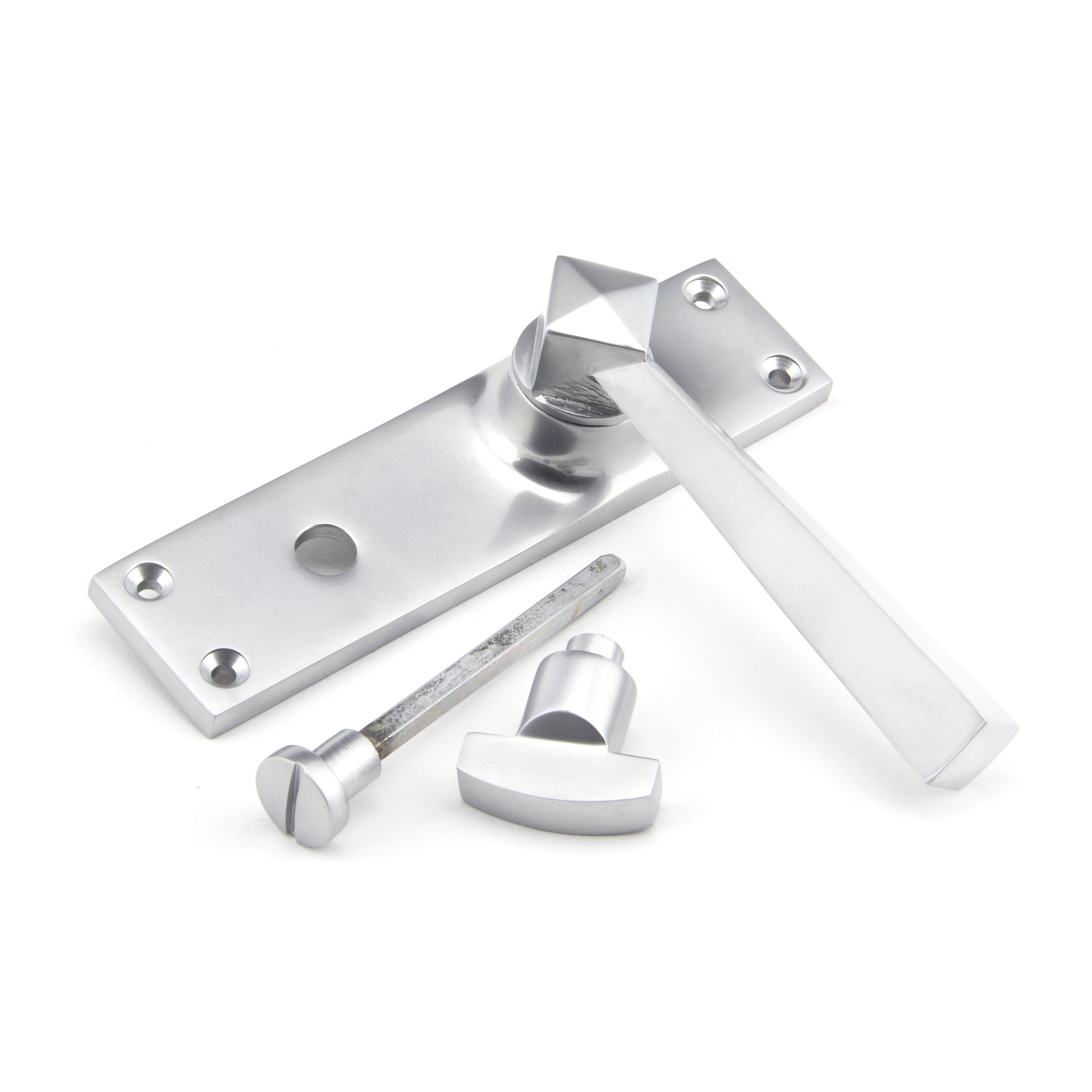 Satin Chrome Straight Lever Bathroom Set | From The Anvil-Lever Bathroom-Yester Home