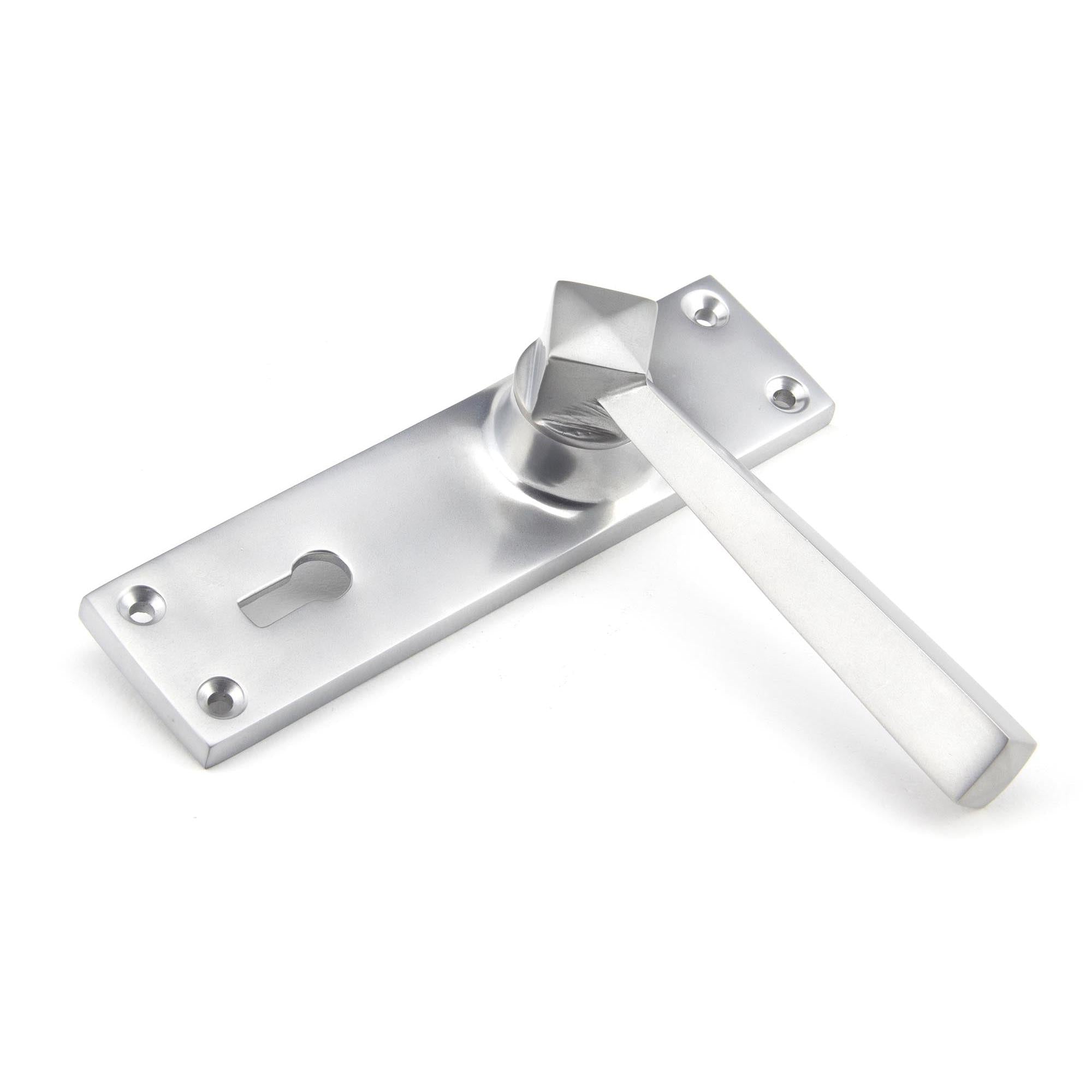 Satin Chrome Straight Lever Lock Set | From The Anvil - Lever Lock - From The Anvil - Yester Home