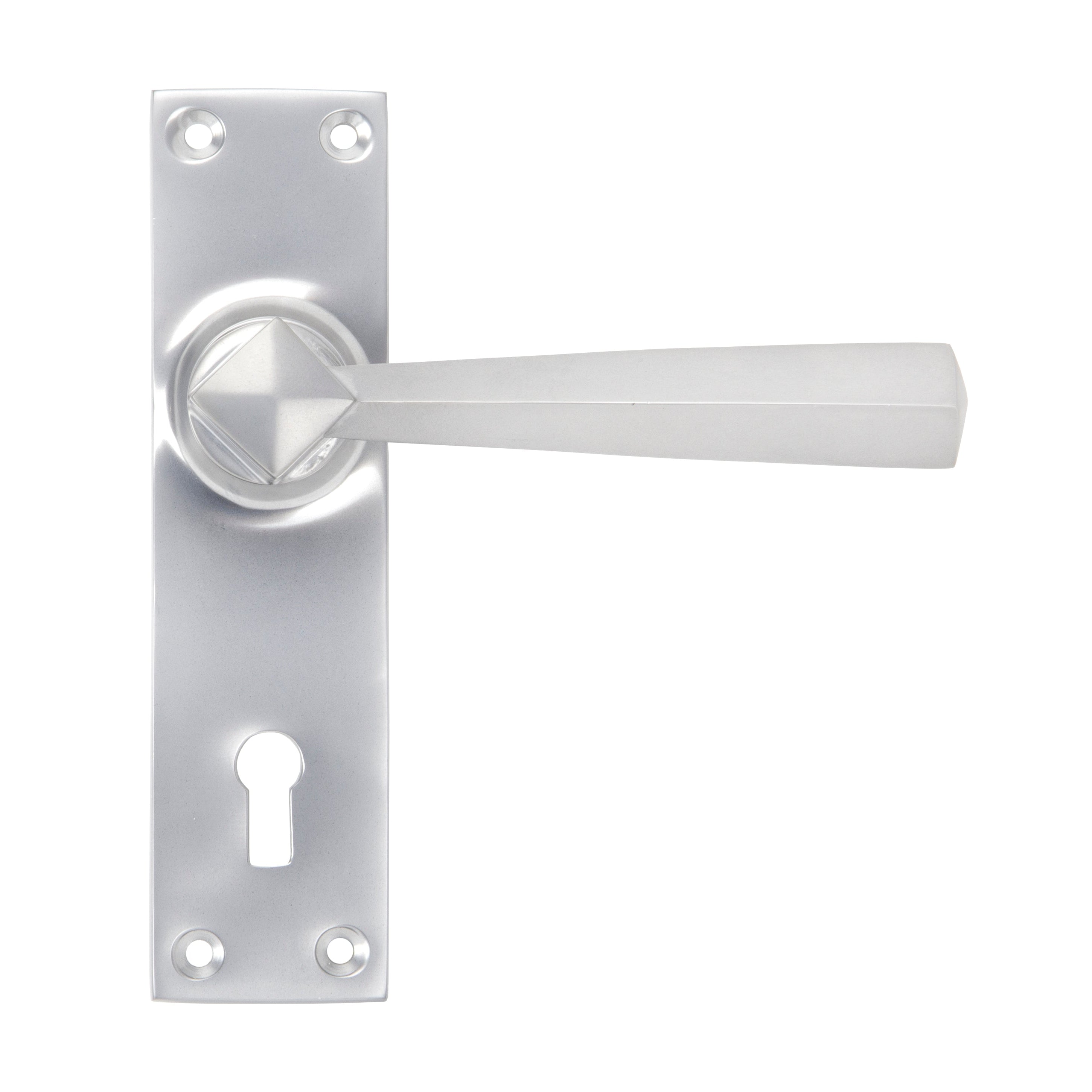 Satin Chrome Straight Lever Lock Set | From The Anvil-Lever Lock-Yester Home