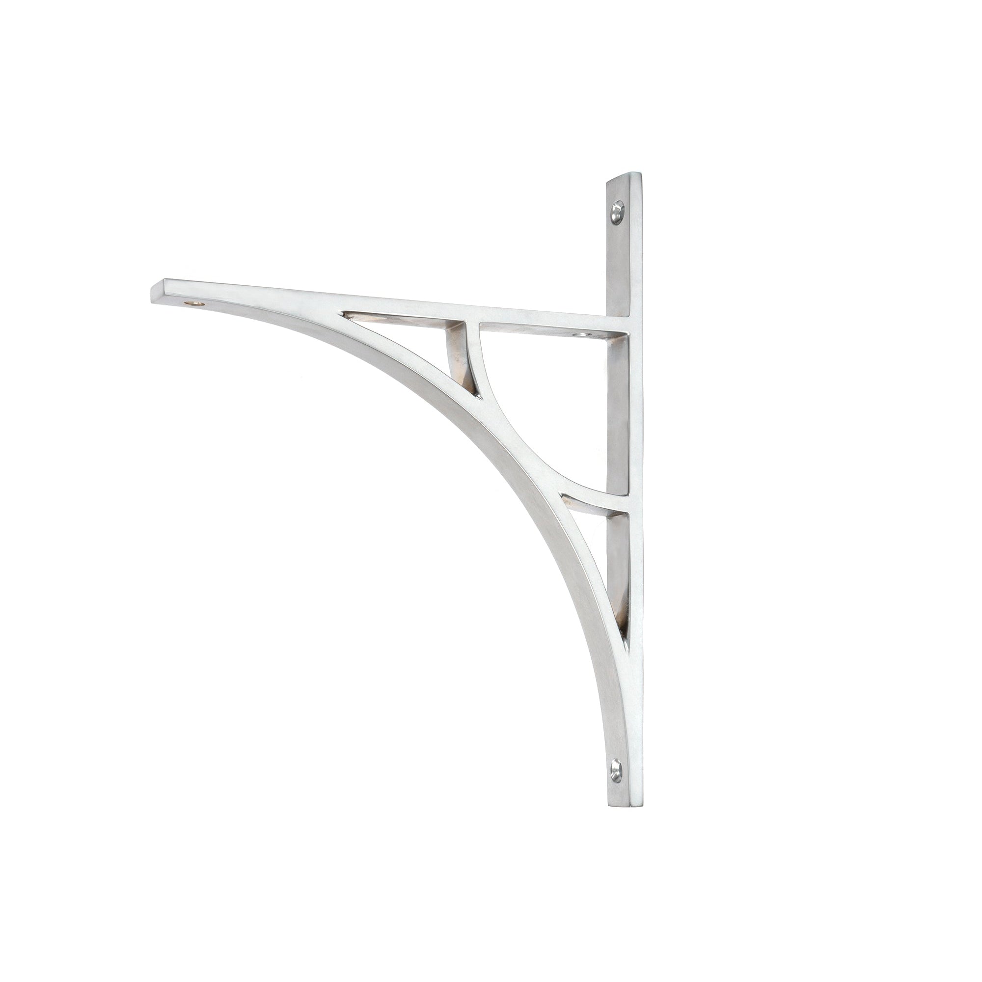 Satin Chrome Tyne Shelf Bracket (260mm x 200mm) | From The Anvil-Shelf Brackets-Yester Home