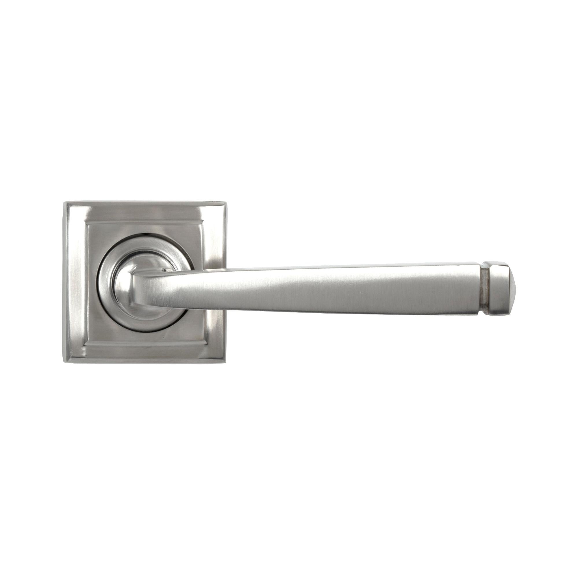 Satin Marine SS (316) Avon Round Lever on Rose Set (Square) | From The Anvil - Concealed - From The Anvil - Yester Home