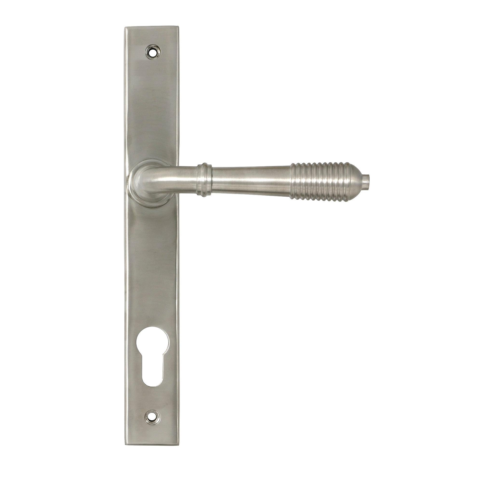 Satin Marine SS (316) Reeded Slimline Lever Espag. Lock Set - Espagnolette - From The Anvil - Yester Home