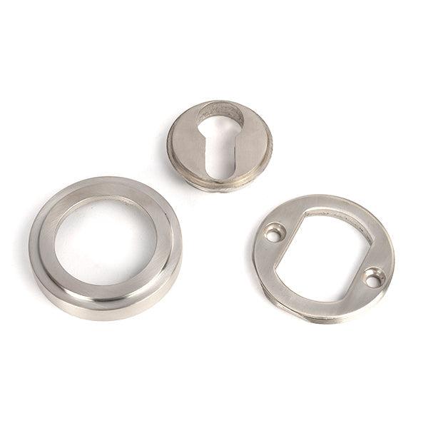 Satin Marine SS (316) Round Euro Escutcheon (Art Deco) | From The Anvil-Euro Escutcheons-Yester Home