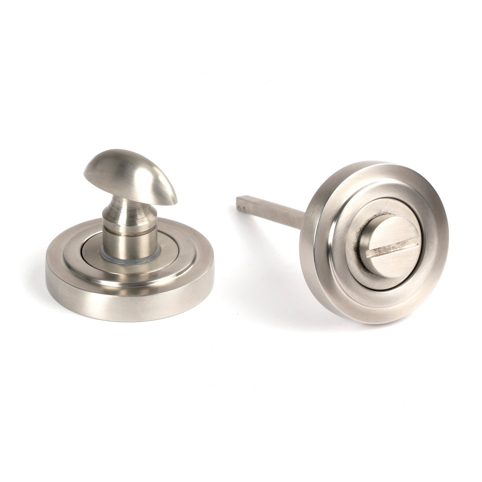 Satin Marine SS (316) Round Thumbturn Set (Art Deco) | From The Anvil-Thumbturns-Yester Home