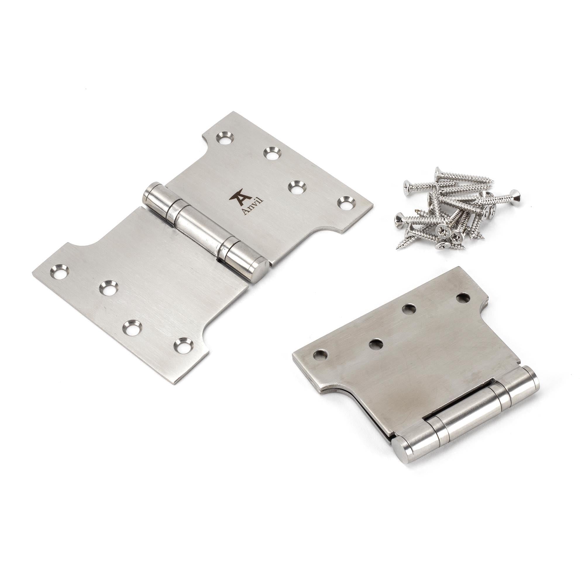 Satin SS 4" x 4" x 6"  Parliament Hinge (pair) | From The Anvil - Parliament Hinges - From The Anvil - Yester Home