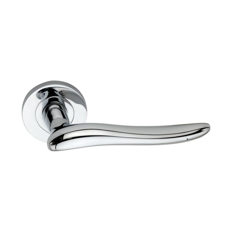 Senza Lever Door Handle Polished Chrome-Levers on Rose-Yester Home