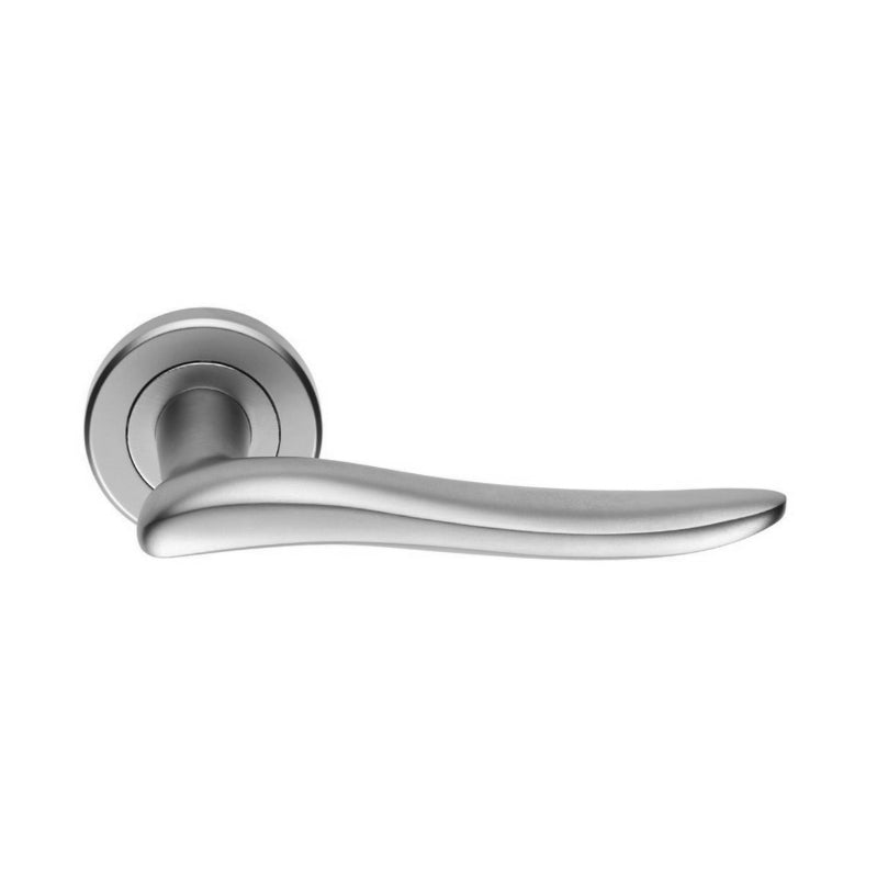 Senza Lever Door Handle Satin Chrome-Levers on Rose-Yester Home