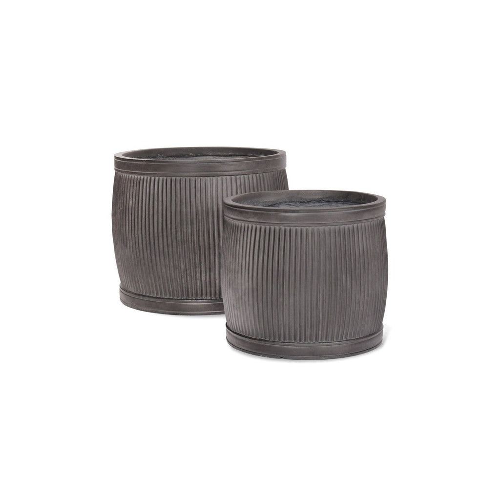Set of 2 Bathford Round Clay Planters-Planters-Yester Home