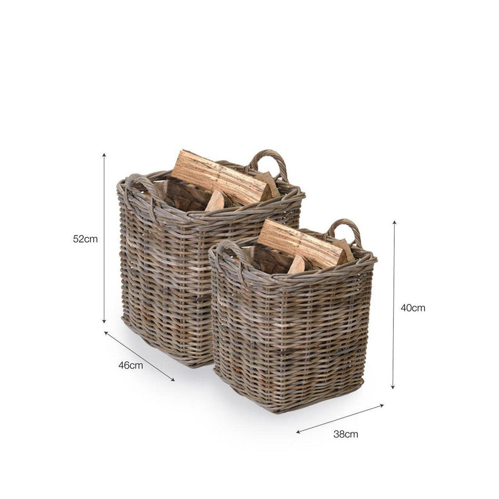 Set of 2 Square Baskets - Rattan-Baskets-Yester Home