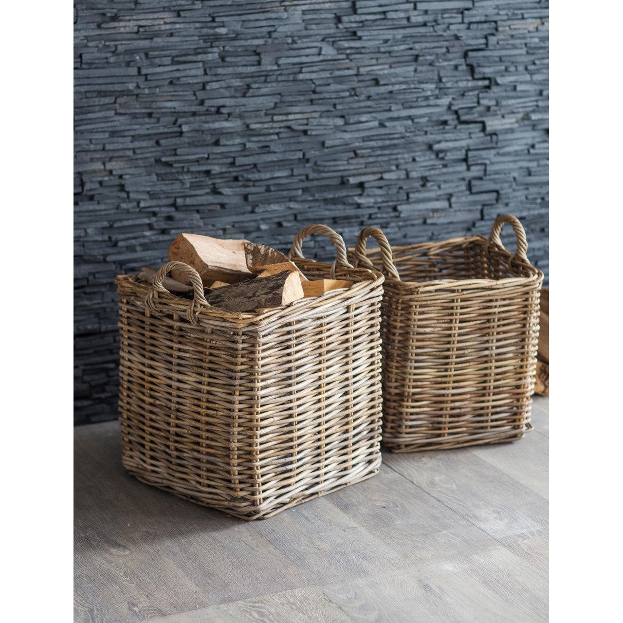 Set of 2 Square Baskets - Rattan-Baskets-Yester Home