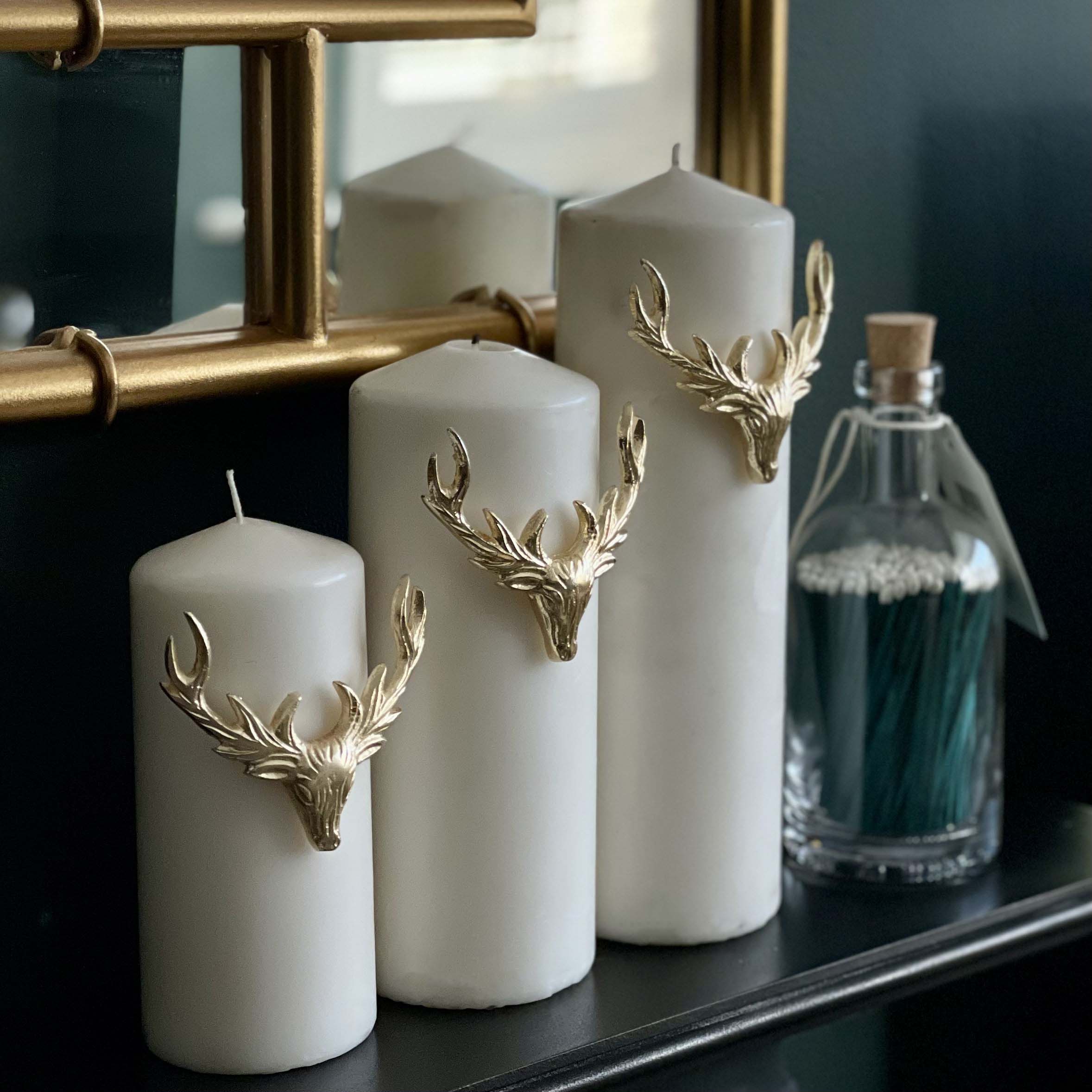 Set of 3 Large Stag Candle Pins-Candle Pins-Yester Home