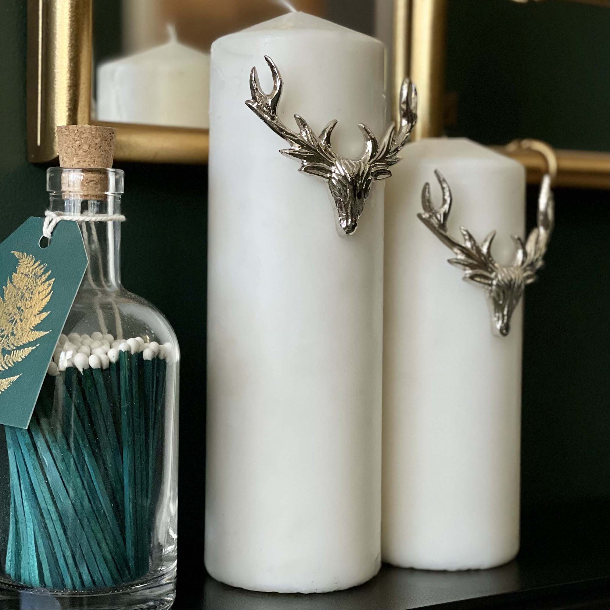 Set of 3 Large Stag Candle Pins-Candle Pins-Yester Home